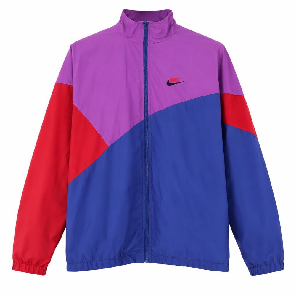 Vintage Nike Color Block Windbreaker Jacket Purple Blue Red Size Medium - Retro